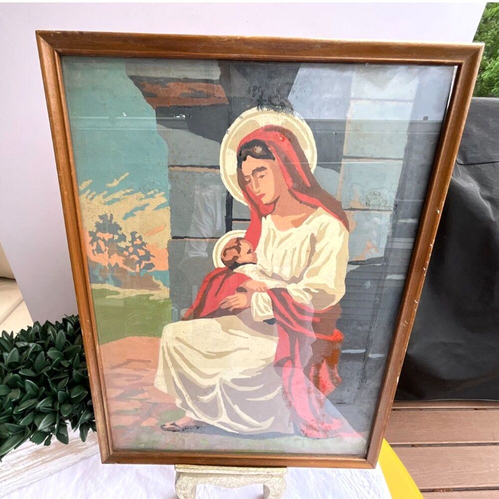 Craftmaster Paint by Number Madonna Framed under glass Blessed Mother